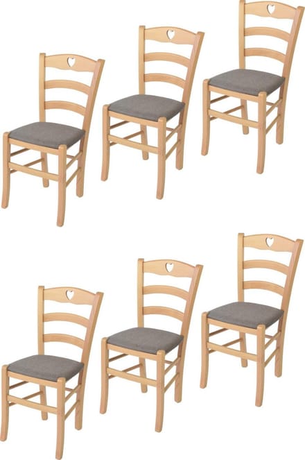 Tommychairs Cuore - Eetkamerstoelen - Set van 6 - Kersenhout - Kunstleer
