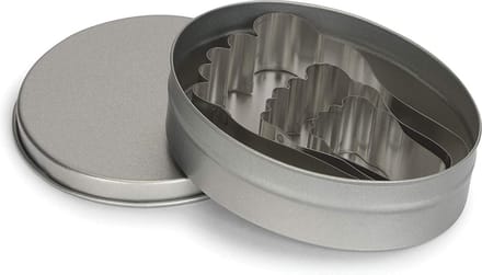 set uitsteekvormen in blik 9,4 x 2,6 cm rvs zilver 4-delig
