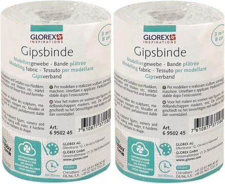 Glorex Keratex gips - 2x - 3 meter x 8 cm - zwangere buik gipsen - hobby gips - huidvriendelijk gips