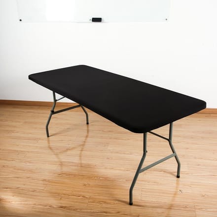 Nappe rectangulaire élastique pour table de mariage, lavable, bordée, ajustée, pour pique-nique, camping, banquet 85X85cm noir