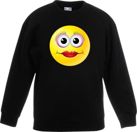 emoticon/ emoticon sweater diva zwart kinderen 110/116