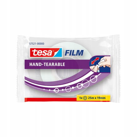 Tesa - Biuroband - Transparant - Handafscheurbaar - 25m x 19mm