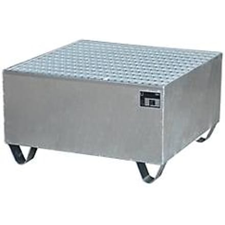 Stalen lekbak met rooster, 800 x 800 mm, gegalvaniseerd