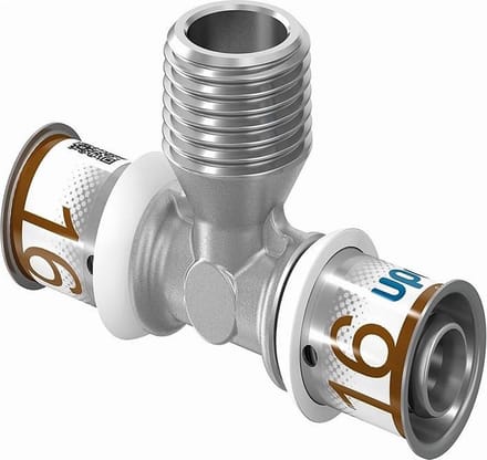 Uponor S-Press T-stuk - 16 x 1/2 buitendraad x 16 mm pers