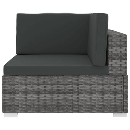 vidaXL - Hoekbank - 1 - st - met - kussens - poly - rattan - grijs