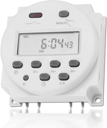 Dailygoody - In-Wall Digitale Timer - Programmeerbaar Tijdrelais - Mini LCD Display - 12V Timer - Voor Binnengebruik - Ideaal voor Lichtbakken