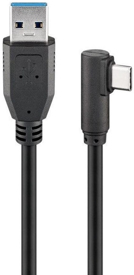 Goobay USB-C naar USB-A-kabel 90°, 1,5 m, zwart, 15 W, 3 A, 5 Gbit/s, USB 3.0