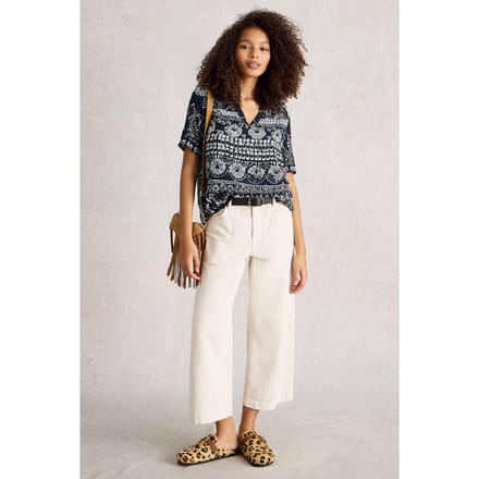 White Stuff Elisa Top Navy Print Taglia: 6 | Magliette intime Outlet | Donna | Blu