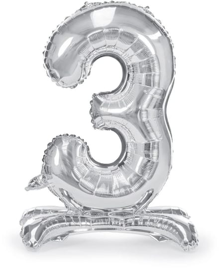 Folieballon staand 3 jaar zilver