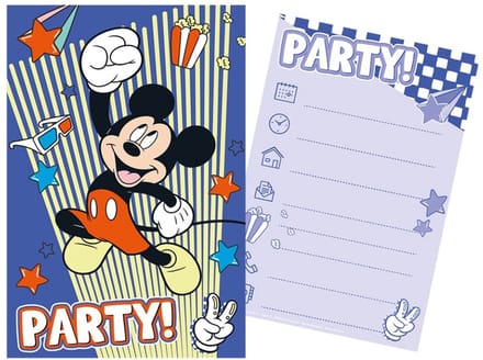 Mickey Mouse feestset 5 uitnodigingen 5 enveloppen