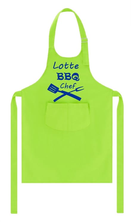 Mijncadeautje - Kinderschort met naam - lime / groen - BBQ Chef - met eigen naam naar keuze