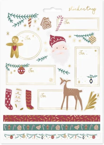 Kerst Cadeaulabels Santa mix