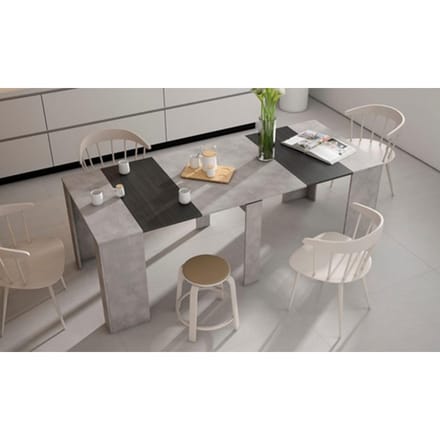 Uitschuifbare tafel: Voor maximaal 10 personen / Zwart-beton