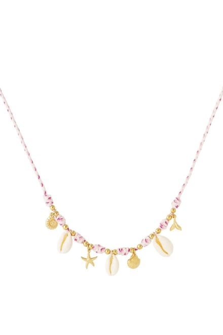 Ketting summer vibes-bedel schelp- zeester- roze- goudkleur