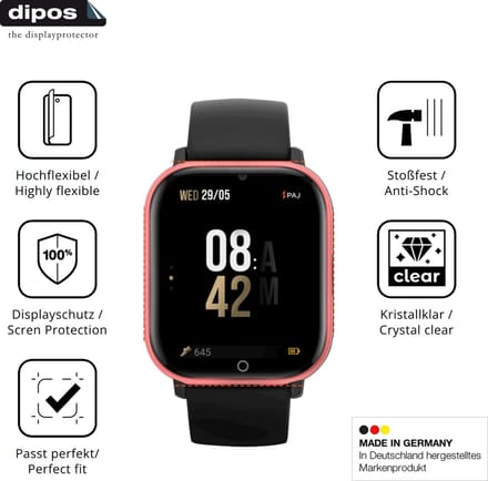 dipos – 2x Beschermfolie geschikt voor PAJ GPS Tracker Kids Smartwatch | 3D Full Cover Screenprotector | 100% Passend