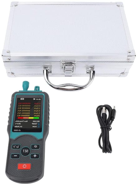 Luchtkwaliteit Tester - Deeltjesmeter PM2.5 - Binnenlucht Monitoren - Multi-functionele Meting - 6 Deeltjesgroottes - Zwart