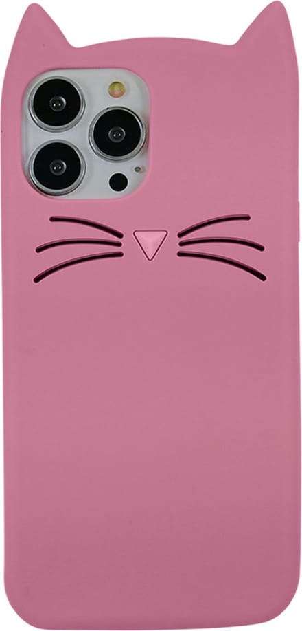 Peachy Schattige kat siliconen hoesje geschikt voor iPhone 14 Pro Max - roze