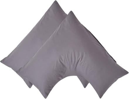 Homescapes Percale Katoen V-Kussensloop Set van 2 - Donkergrijs - 100% Egyptisch Katoen - 200TC - 38 x 76 cm