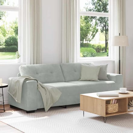 vidaXL - 3-zitsbank - lichtgrijs - 220x78x80 - cm - fluweel
