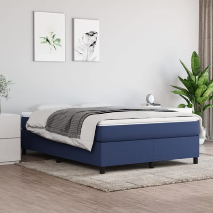vidaXL - Boxspring - bed - stof - blauw - 140x200 - cm