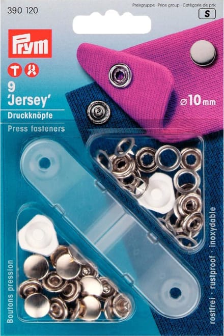 Naaivrijdrukknopen JERSEY gladde kap 10 mm zilverkleurig 9 st. - Drukknopen Jersey - Prym