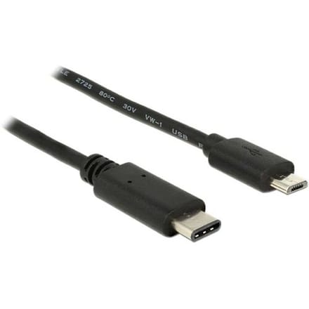 Delock 83333 USB-kabel USB 2.0 USB-micro-B stekker, USB-C stekker 0.50 m Zwart