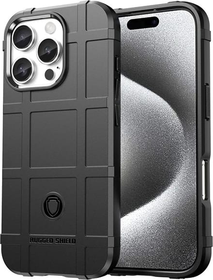 MobyDefend Hoesje - Geschikt voor iPhone 16 Pro Max - Rugged Shield TPU Backcover - Zwart