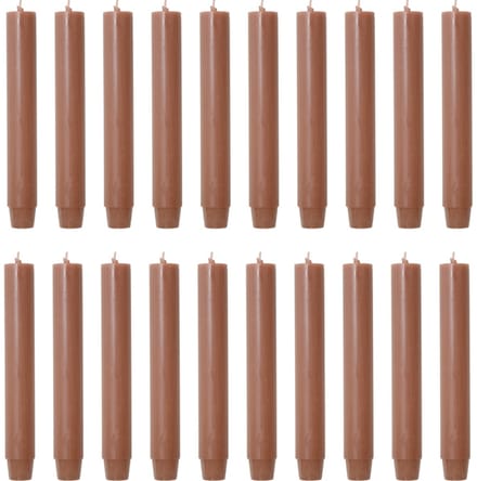Rustik Lys chique mooie dinerkaarsen pak van 20 stuks 2.6 x 18 cm in de kleur Brique