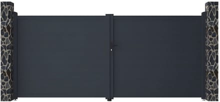 Vente-unique Draaipoort van aluminium antraciet - L 397 x H 180 cm - NAZARIO