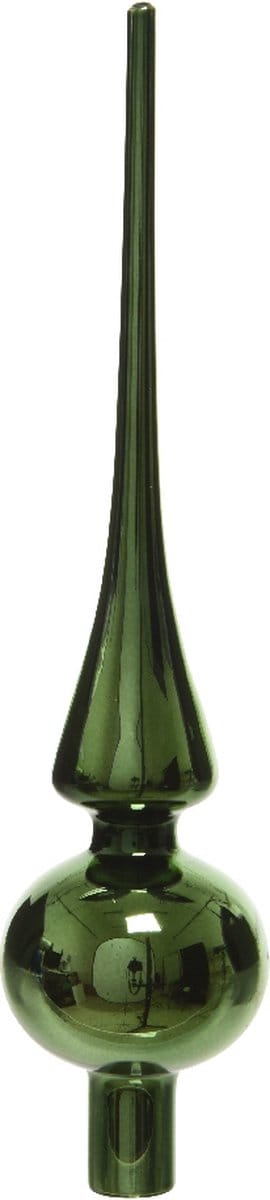 Kerstboom decoratie piek groen van glas 26 cm