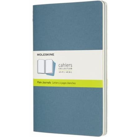 Moleskine cahier journal soft cover large brisk blauw blanco à 3 stuks