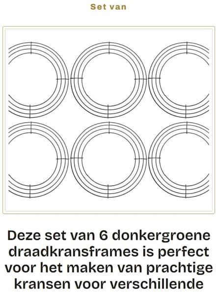 Dailygoods- Draadkransframe 25 cm - 6 stuks - Donkergroen - Metaaldraad - Stevige basis - Duurzaam materiaal - Kransframe