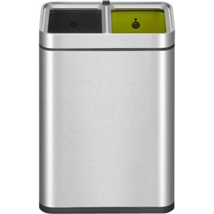 EKO - Laguna Slim afvalbak Open Top 10+10 liter - Stainless steel Polypropyleen - mat RVS - Prullenbak