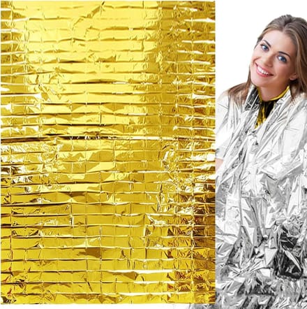 Nooddeken Thermisch - Survival Deken - Buiten Veiligheid - Warmte Vasthoudend - Compact Opvouwbaar - Goud Zilver