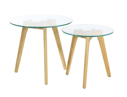Home deco factory set 2 bijzettafels - gehard glas