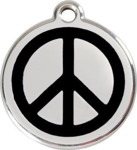 Red Dingo Hondenpenning 30 mm peace zwart
