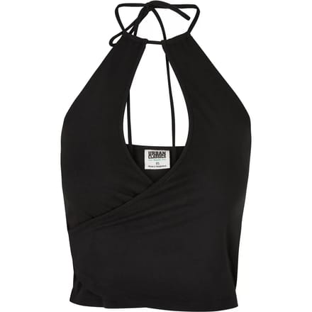Urban Classics Dames Short Wrap halternektop Top zwart S Dames