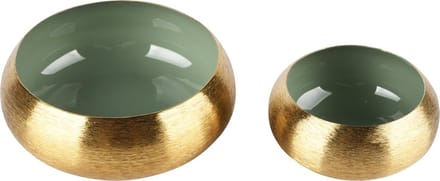 Dekoratief | Set 2 theelichthouders, goud/groen, metaal, 11x11x5cm | A248295
