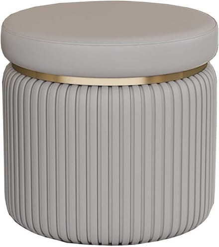 Stapelbare leren poef - Voetenbank zitje - Extra zitplaats - Modern design - 35cm - Grijs