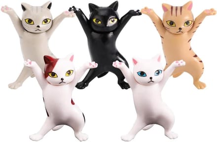 Mini Katten Beeldjes - Dansende Kittens - Decoratie Meubels - Set van Vijf - Compact Formaat - Verschillende Tinten