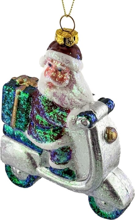 Kerstbal Hanger Kerstman op scooter