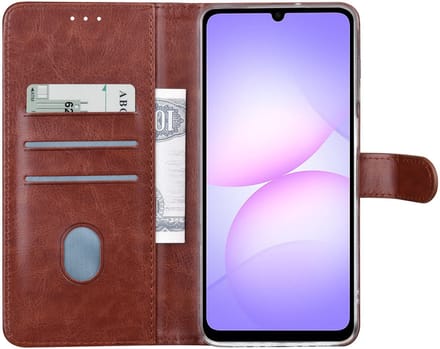 TUNIQ Book type case - Galaxy A07 - Bruin - 3 Kaartsleuven - Magneetsluiting