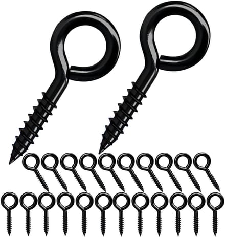 10 Stuks Oogschroeven 50mm - Ceiling Hooks voor Tuin, Hout en Bloemhangers - Zwart Ring Oogschroeven