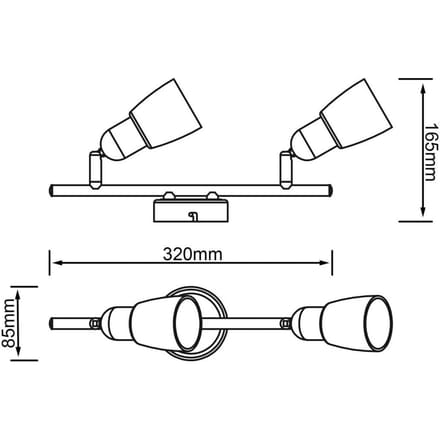 Brilliant Sofia plafondspot, ijzer/chroom/wit, lengte 33 cm, 2-lamps.