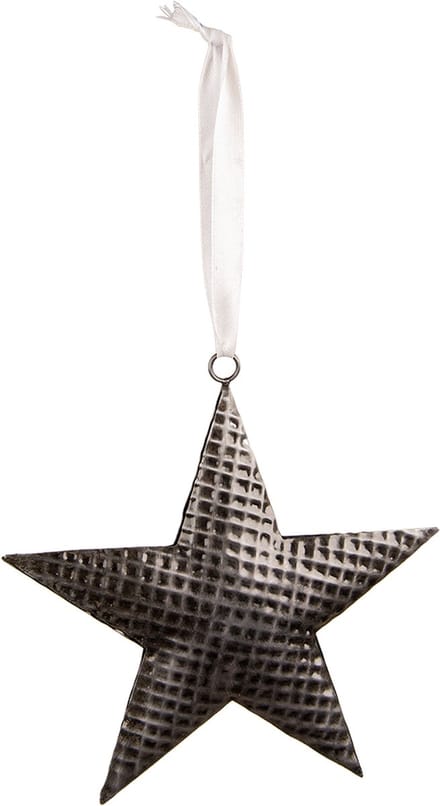 Clayre & Eef Decoratie Hanger Ster 8x8 cm Grijs IJzer