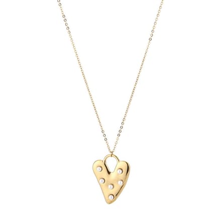 Bijoutheek Collier Hart Parels Goudkleurig