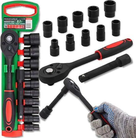 Rockforce - Dopsleutelset - Chroom-Molybdeen - 1/2 inch - 12-delig