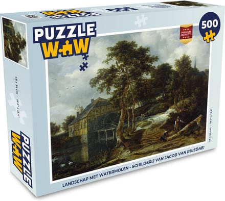 Puzzel Landschap met watermolen - Schilderij van Jacob van Ruisdael - Legpuzzel - Puzzel 500 stukjes