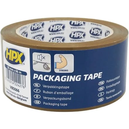 HPX verpakkingstape per stuk pp 50 mm x 66 m bruin