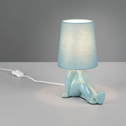 Reality Leuchten Tafellamp Huma, blauw, hoogte 25 cm, textiel/keramiek, E14